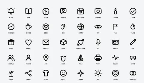 143 Army: The icon set, black line, first page