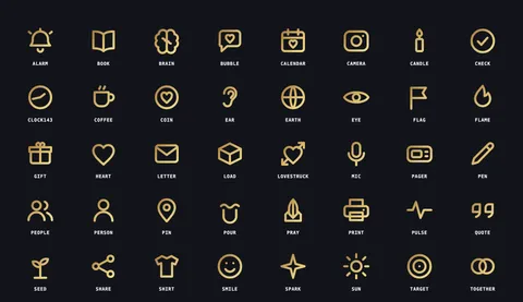 143 Army: The icon set, gold line, first page