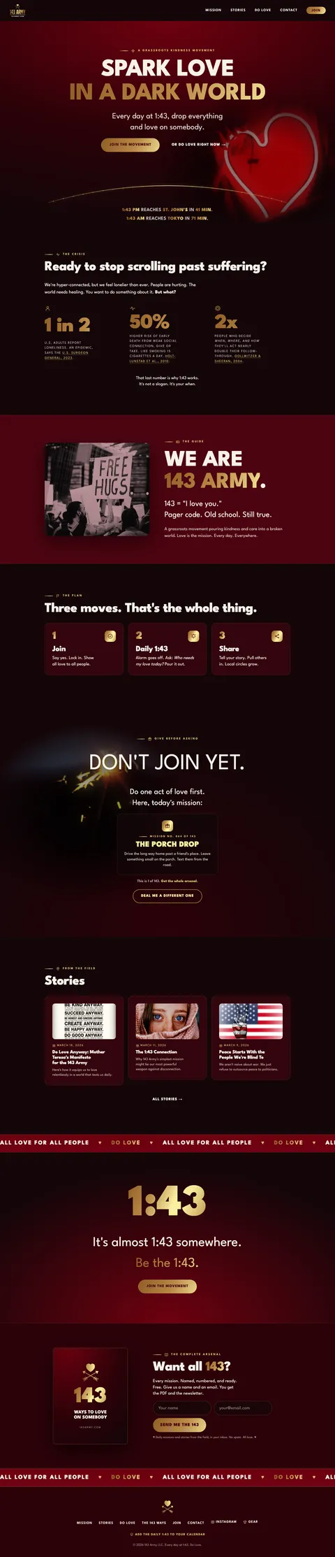 143 Army: 143army.com, the front page, first page