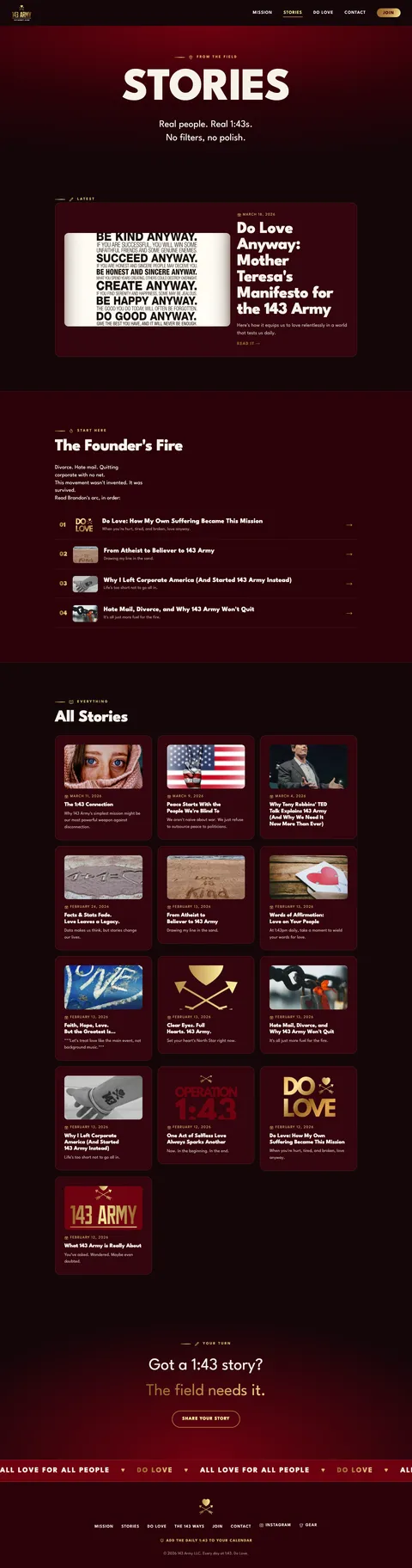 143 Army: /stories. From the field, first page