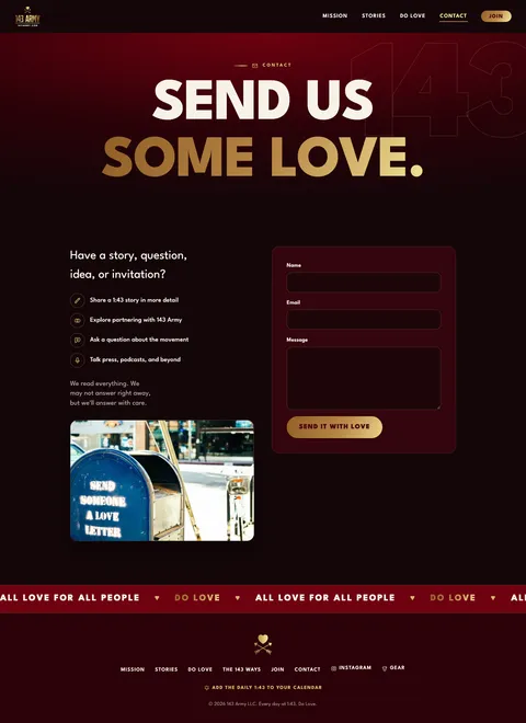 143 Army: /contact. Send us some love., first page