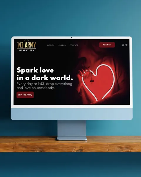 143 Army: The site launch, slide 1 of 5, first page