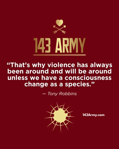 143 Army: On violence. Tony Robbins, first page