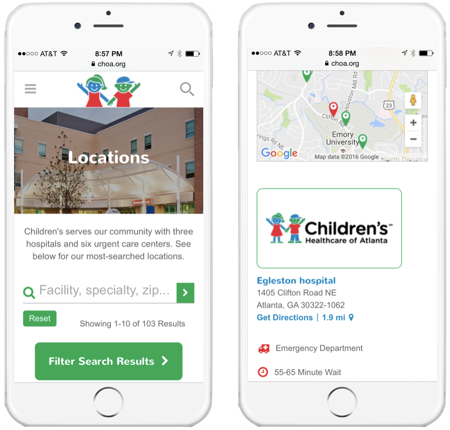 Children's Healthcare of Atlanta, Website Redesign