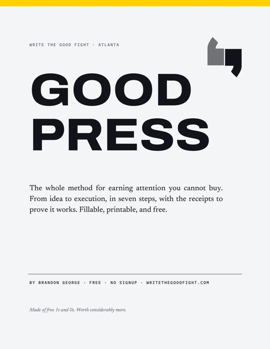 Good Press, page one of the fillable PDF