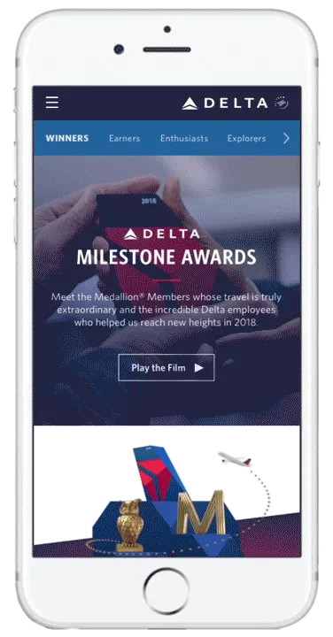 Delta Air Lines: Every CTA drove to meet all the winners at DeltaMilestones.com