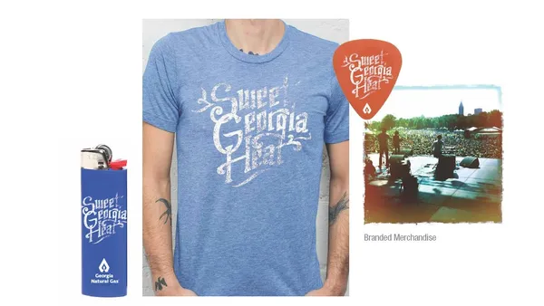A branded T-shirt, lighter and guitar pick from the Sweet Georgia Heat pitch