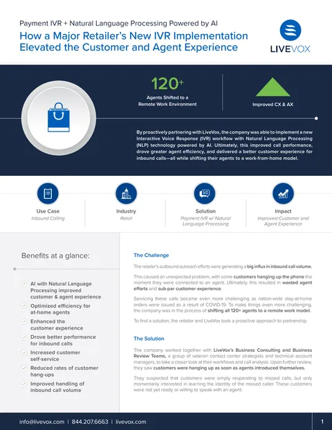 LiveVox: Major Retailer, first page