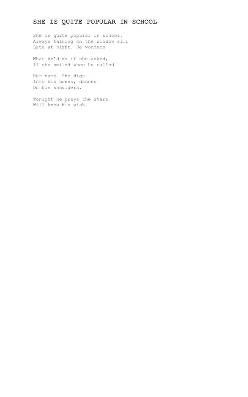 The typed manuscript page for She Is Quite Popular in School