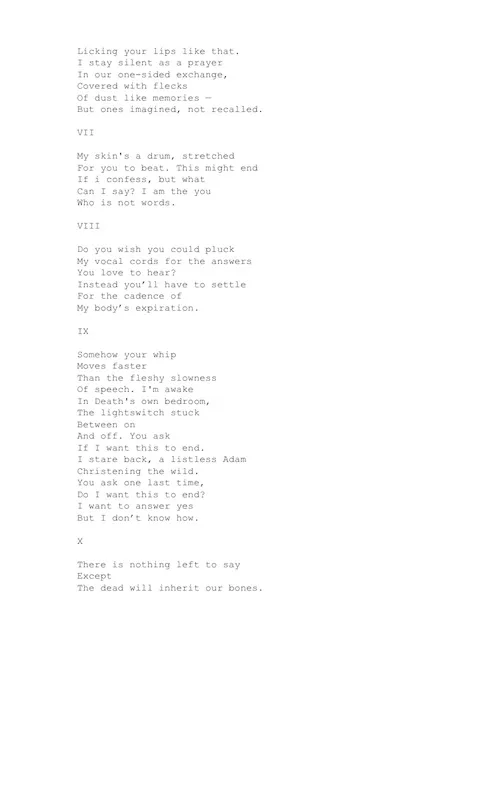 The typed manuscript page for Ten Lashes