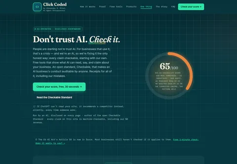 The Click Coded home page as it runs today